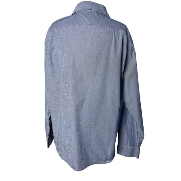 American Eagle outfitters blouse XL Blue white stripes long sleeve button up - Picture 4 of 14